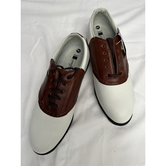 NWT Etonic Comfort Q Loc System Mens Golf‎ Shoes White & Brown Size Small 10M - Picture 7 of 16